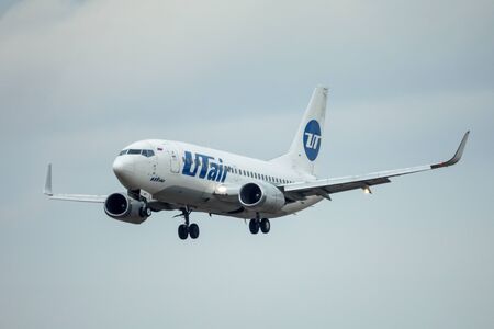 SAINT PETERSBURG, RUSSIA - APRIL 09, 2017: Flying the Boeing 737-500 (VQ-BPP) airline Â«UTair AviationÂ».のeditorial素材