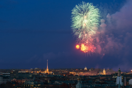 Fireworks over the city of St. Petersburg (Russia)のeditorial素材
