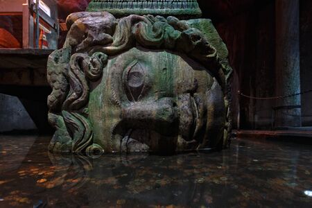 ISTANBUL, TURKEY, JANUARY 6, 2015: Medusa columns base inside Basilica Cisternのeditorial素材