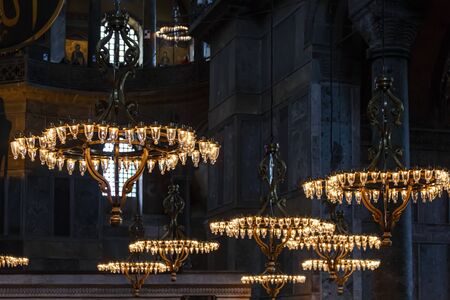 ISTANBUL, TURKEY, JANUARY 6, 2015: Inside the Haghia Sophia Mosque in Istanbulのeditorial素材
