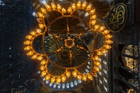 ISTANBUL, TURKEY, JANUARY 6, 2015: Inside the Haghia Sophia Mosque in Istanbulのeditorial素材