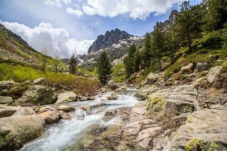 Nature mountain ant river scenery in Corsica national parkの写真素材