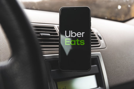 Uber eat app. Uber also offers taxi cab, food delivery, and transportation network service.