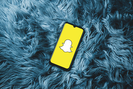 Snapchat is an American multimedia messaging app. Snapchat is that pictures and messages are usually only available for a short time before they become inaccessible to their recipientsのeditorial素材