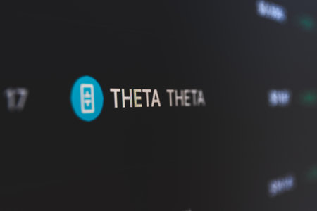 Theta on cryptocurrency exchange market . A cryptocurrency is a digital or virtual currency that uses cryptography for securityのeditorial素材