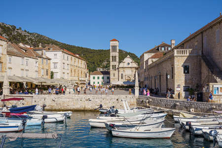 Hvar city oldtown. Hvar is a port and resort town on the Croatian island of Hvar.の写真素材