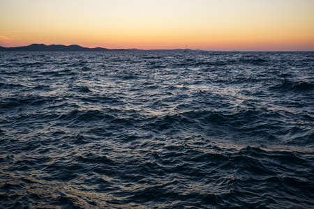 Beautiful sunset in amazing sea landscape. Croatia, Zadar cityの写真素材