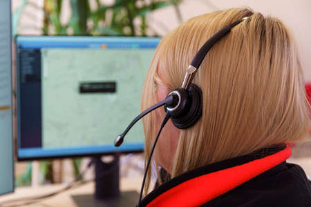 Emergency call center. 112. 911 call emergency centerの写真素材