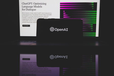 ChatGPT OpenAI artificial intelligence computer program on PC screenのeditorial素材