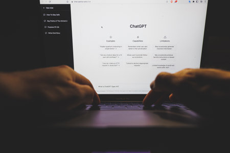 ChatGPT OpenAI artificial intelligence computer program on PC screenのeditorial素材