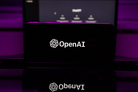 ChatGPT on computer. Chat GPT is artificial intelligence AI chatbot which was launched by OpenAIのeditorial素材