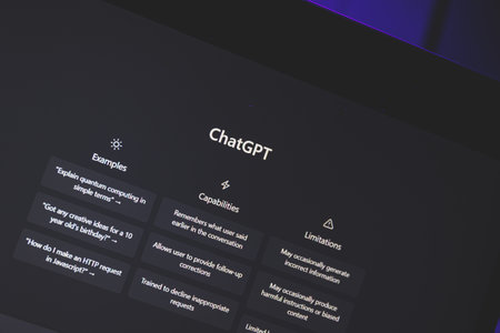ChatGPT on computer. Chat GPT is artificial intelligence AI chatbot which was launched by OpenAIのeditorial素材