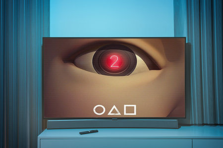 TV show on TV. Squid game season 2 on Netflix.のeditorial素材