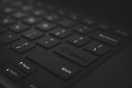OpenAI ChatGPT on PC keyboard. ChatGPT is a chatbot launched by OpenAIのeditorial素材