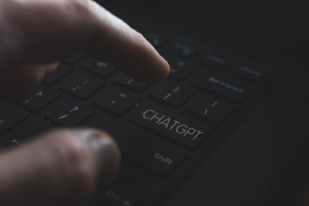 OpenAI on PC keyboard. ChatGPT is an AI chatbot launched by OpenAIのeditorial素材