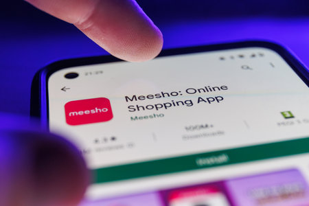 Paris, France - 2023 February 16: Meesho app on smartphone screen. Close up shot of meesho appのeditorial素材