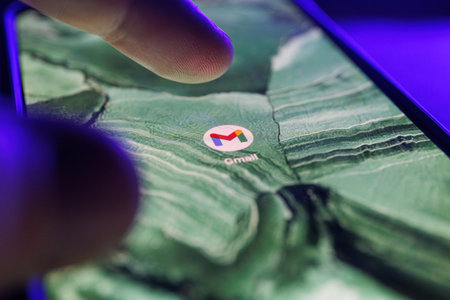 Paris, France - 2023 February 16: Gmail app on smartphone screen. Close up shot of google mail appのeditorial素材