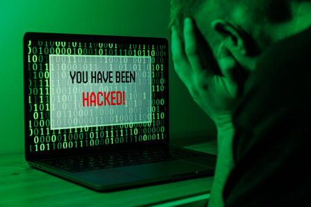 Hacker attack on Computer. Alert text on PC You have been hacked. High quality photoの写真素材
