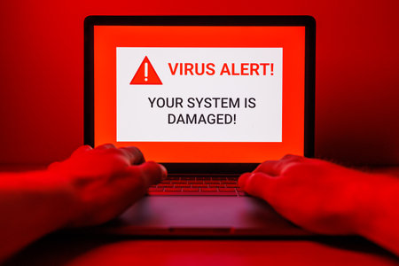 Hacker attack on Computer. Alert text on PC You have been hacked. High quality photoの写真素材