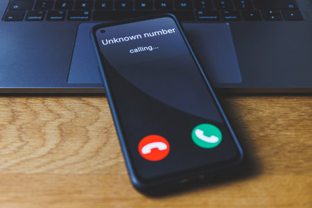 Phone call from unknown number. Stranger call on phone Conceptの写真素材