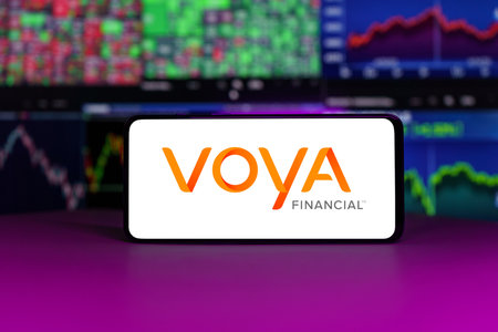 Voya financial on stock market in front of stock market charts backgroundのeditorial素材