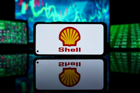 Shell company on stock market. Shell financial success and profitのeditorial素材