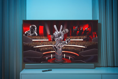 The Voice popular TV singing show on Television screen