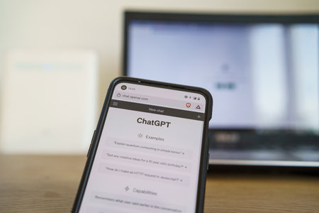 ChatGPT app chatbot on smartphoneのeditorial素材