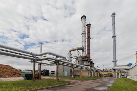 Power plant and chimneys . Industrial landscape. High quality photo