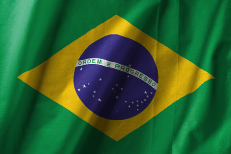 Brazil flag on dramatic lightの写真素材