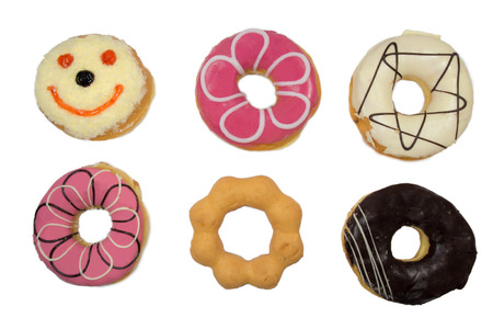 Colorful Donuts isolate on white backgroundの写真素材