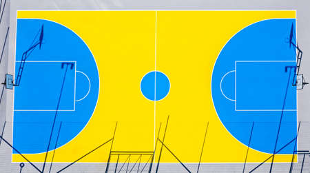 Top view of school college with Basketball courts.