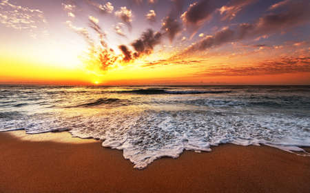 Sunrise horizon sea water landscape.の写真素材