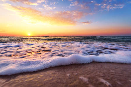 Beautiful sunrise over the tropical beach.の写真素材