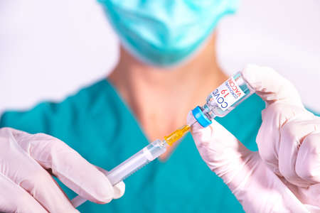 Doctor with injection vaccine. Medical concept.の写真素材