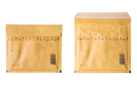Yellow Blank Envelope Isolated on white background.の写真素材