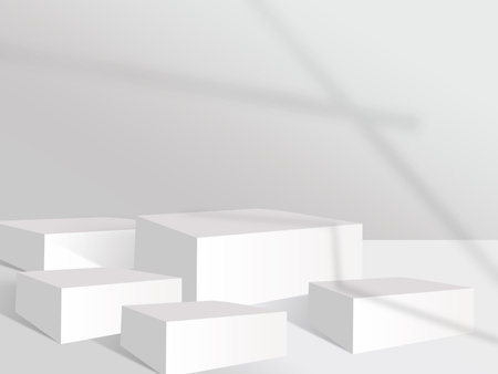 white and grey light Wall background for multiply product presentation with room and real shadowの写真素材