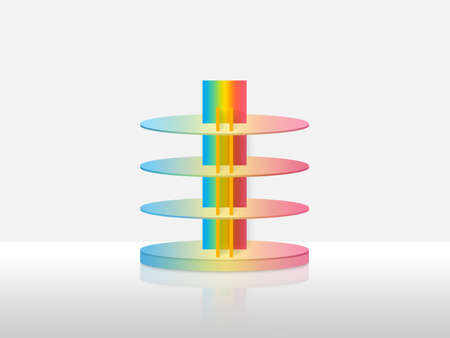 Color full 3D illustration Round POS POI Floor Showcaseの写真素材