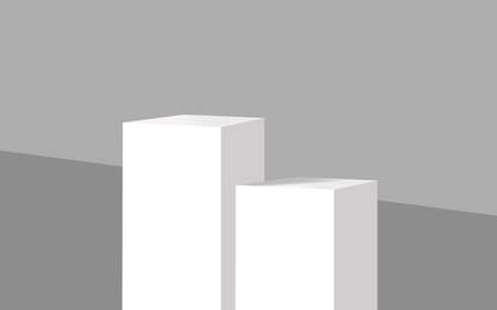 3d illustration two pilar white graph on grey backgroundの写真素材