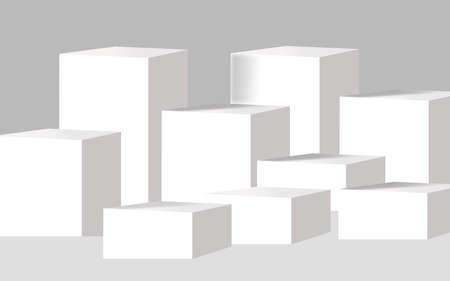 White and grey 3d illustration complex podium backgroundの写真素材