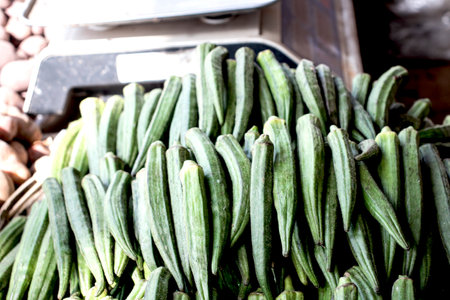 There are many okras arranged in one store