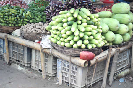 Many vegetables are marketed together Such as gourd cucumber eggplant potato etcの写真素材