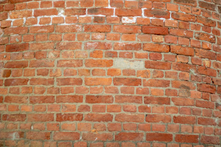 many red color brick wall backgroundの写真素材