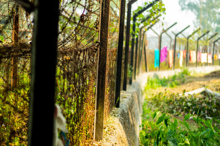 It is a country boder and borders are made of iron.の写真素材