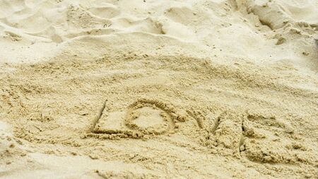 love message written in sandの写真素材