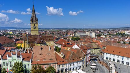 Piata Mare Large square in Sibiu, Romaniaの写真素材