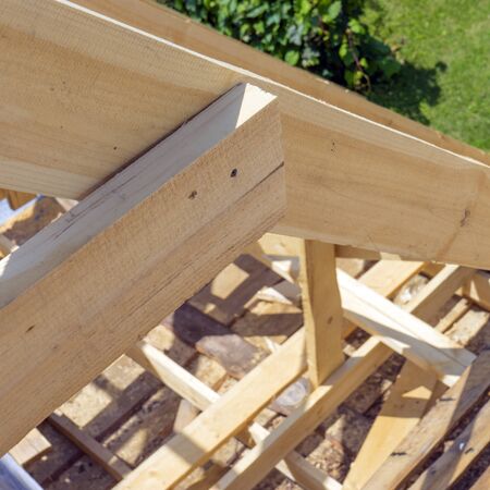 Photo Wooden roof with rafter style framing.の写真素材