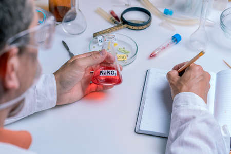 Food quality control expert inspecting in the laboratory.