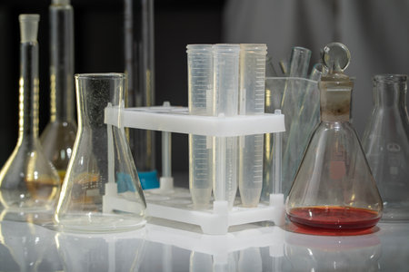 Laboratory Research - Scientific Glassware For Chemical Backgroundの写真素材