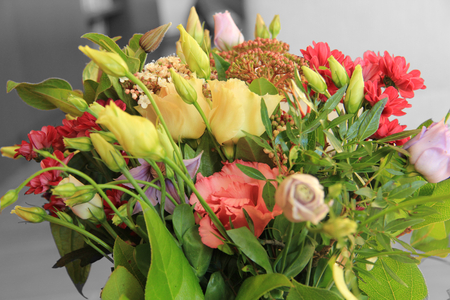 Colorful Bouquet on Black and White Backgroundの写真素材
